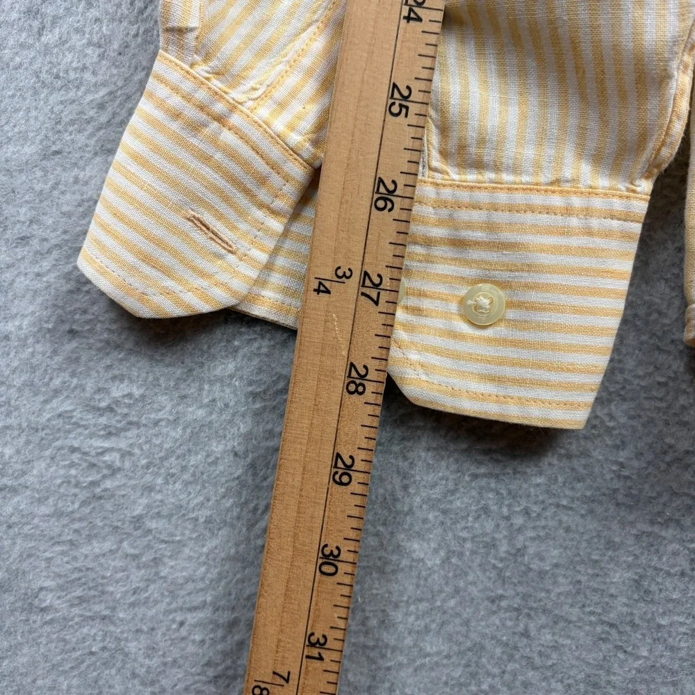 Banana Republic Shirt Mens XL Yellow University Stripe 100% Linen Button Up Y2K